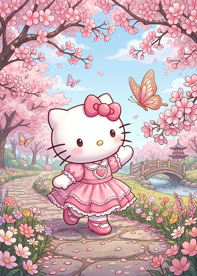 Hello Kitty in Cherry Blossom Garden