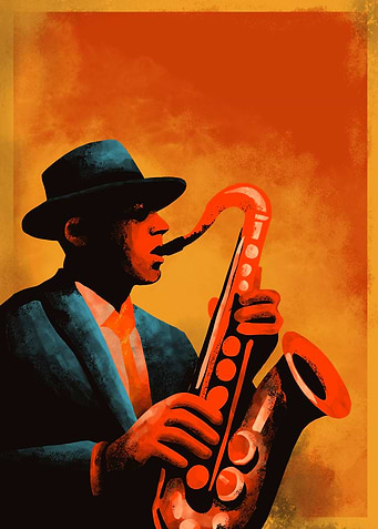 Jazz Saxophonist Silhouette Poster