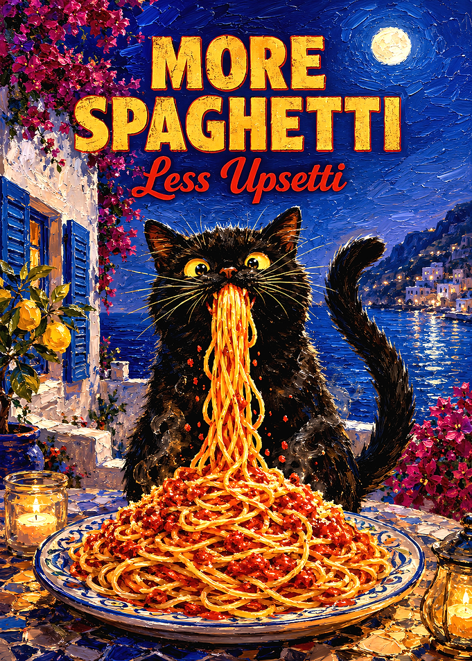 More Spaghetti Less Upsetti Cat Art