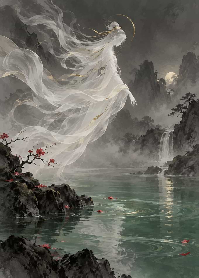 Ethereal Spirit Over Misty Mountain Lake