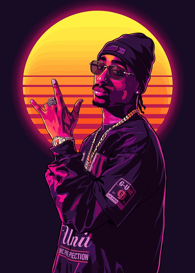 Tupac Shakur Retro Synthwave Portrait