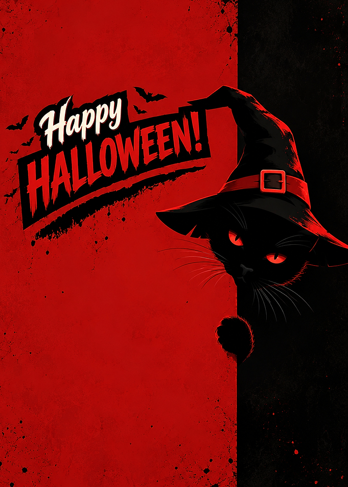 Happy Halloween Black Cat Poster