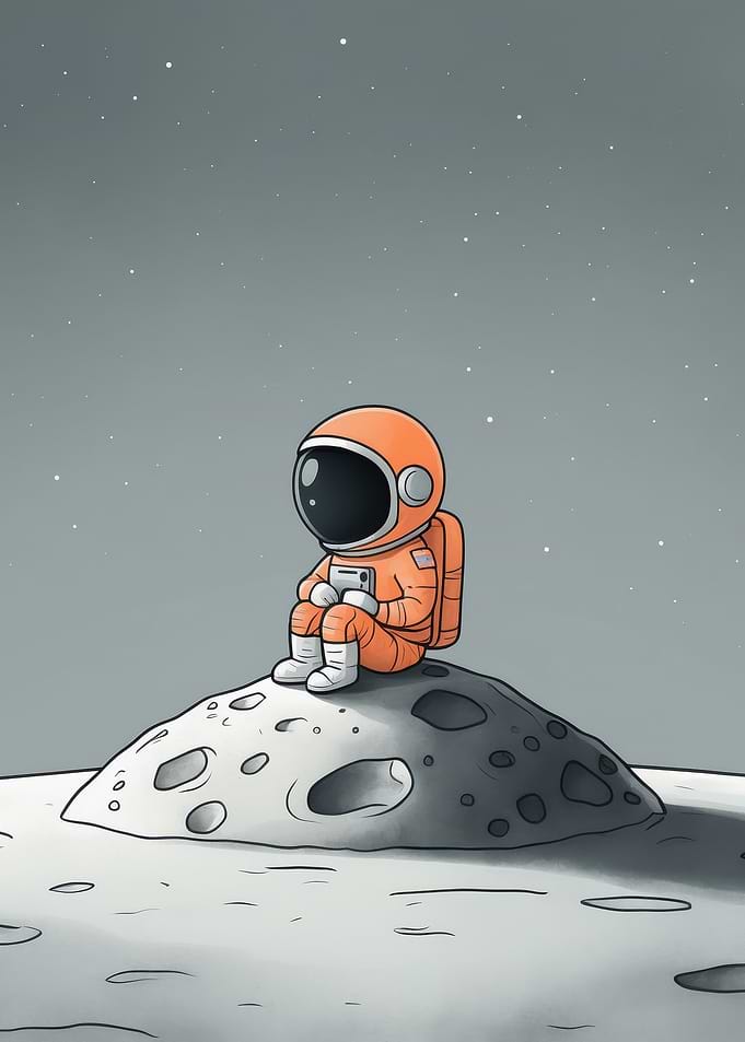Astronaut Sitting on the Moon