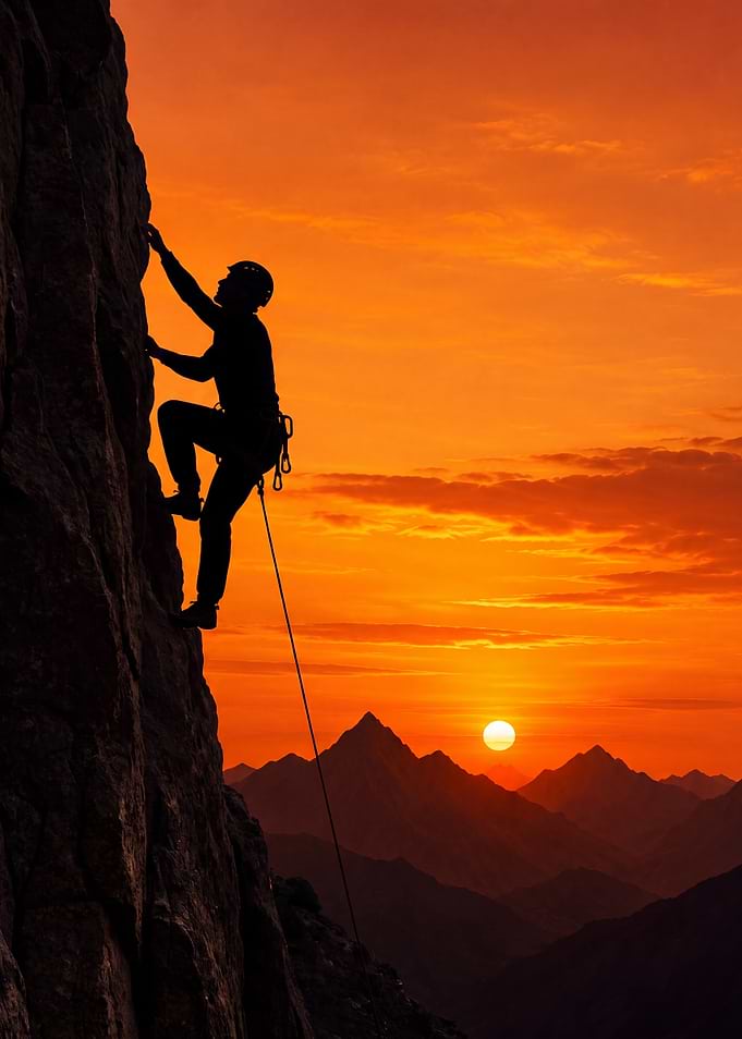 Rock Climber at Sunset