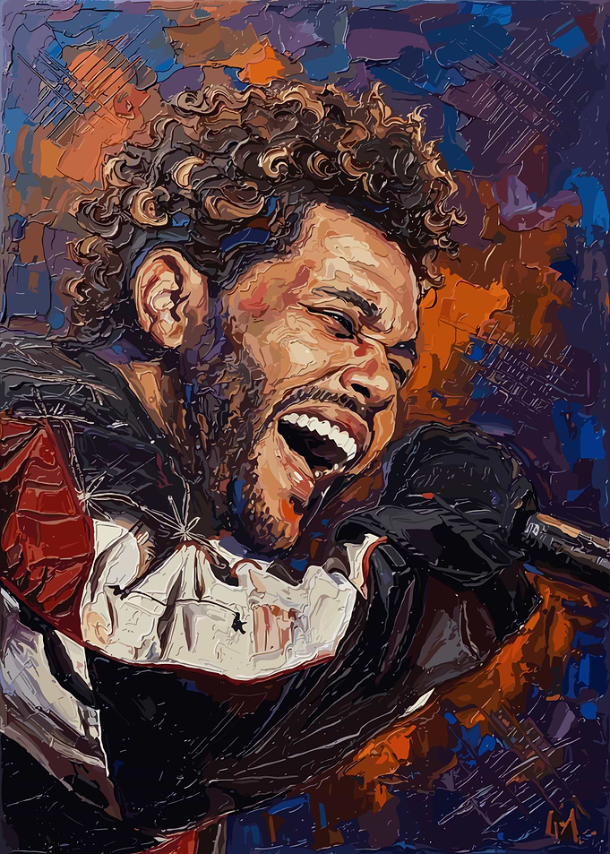 The Weeknd Singing Portrait Painting
