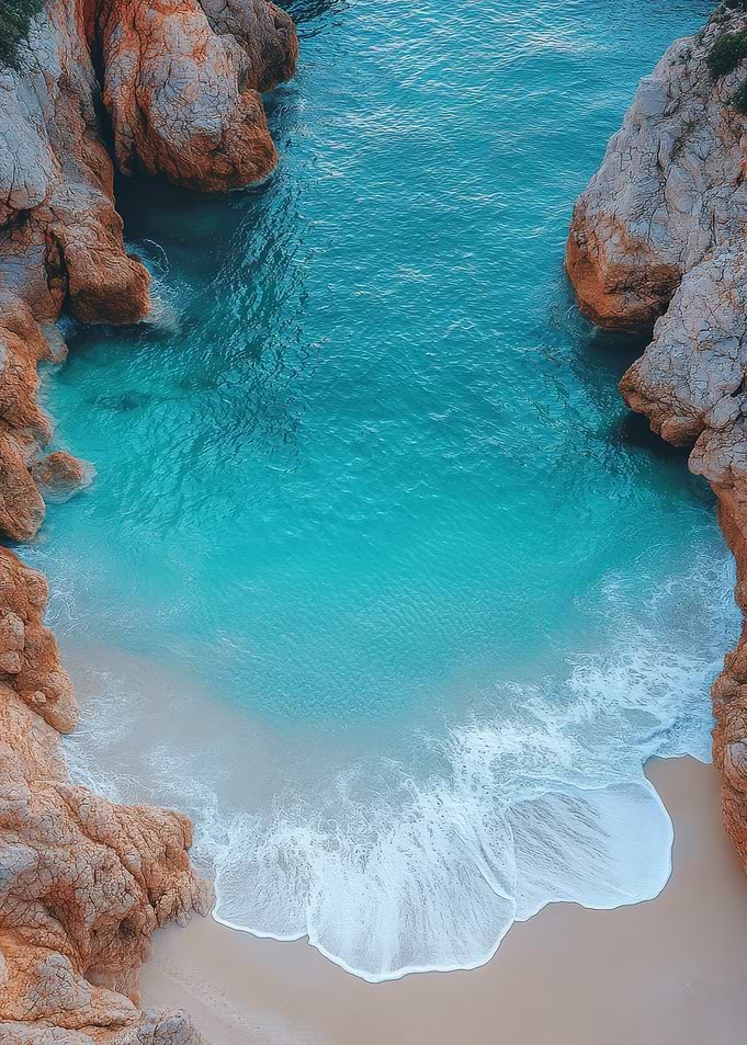 Turquoise Cove Between Rocky Cliffs
