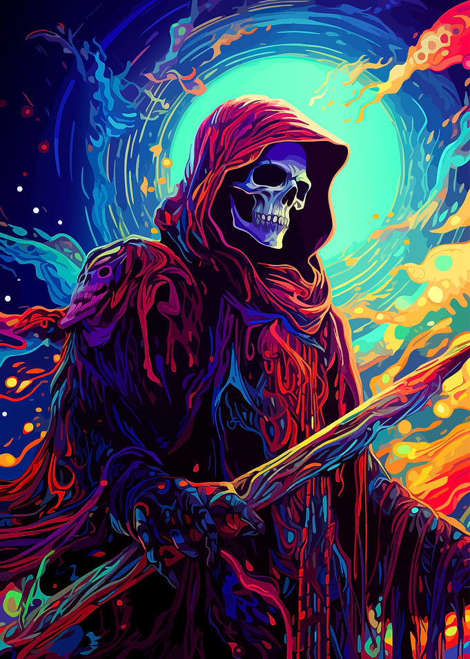 Psychedelic Grim Reaper Digital Art