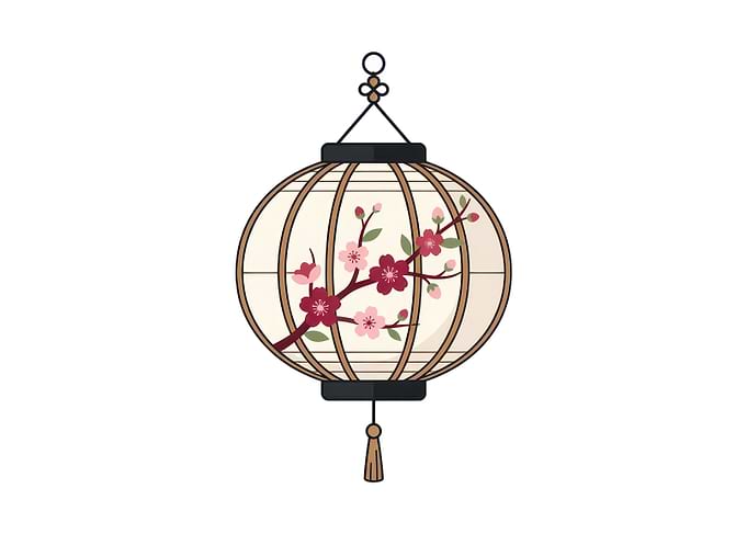 Traditional Japanese Cherry Blossom Lantern