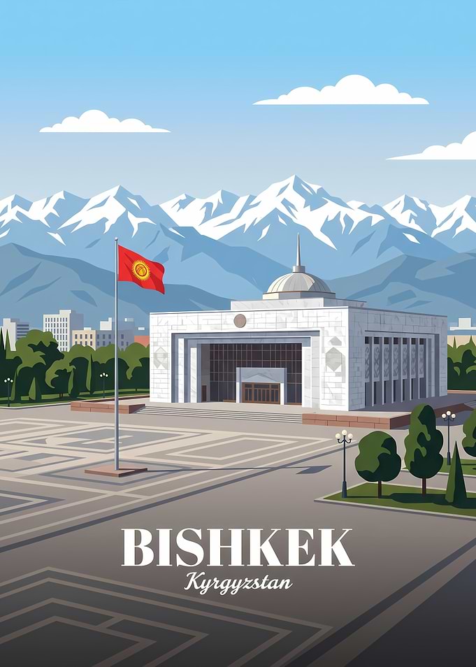 Bishkek Kyrgyzstan Travel Poster