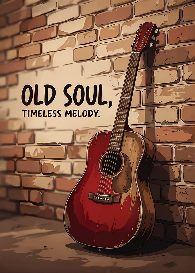 Acoustic Guitar with Old Soul Typography