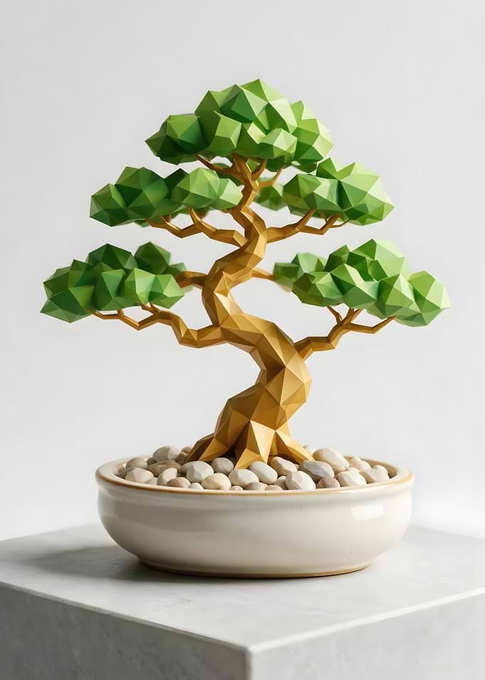 Low Poly Geometric Bonsai Tree