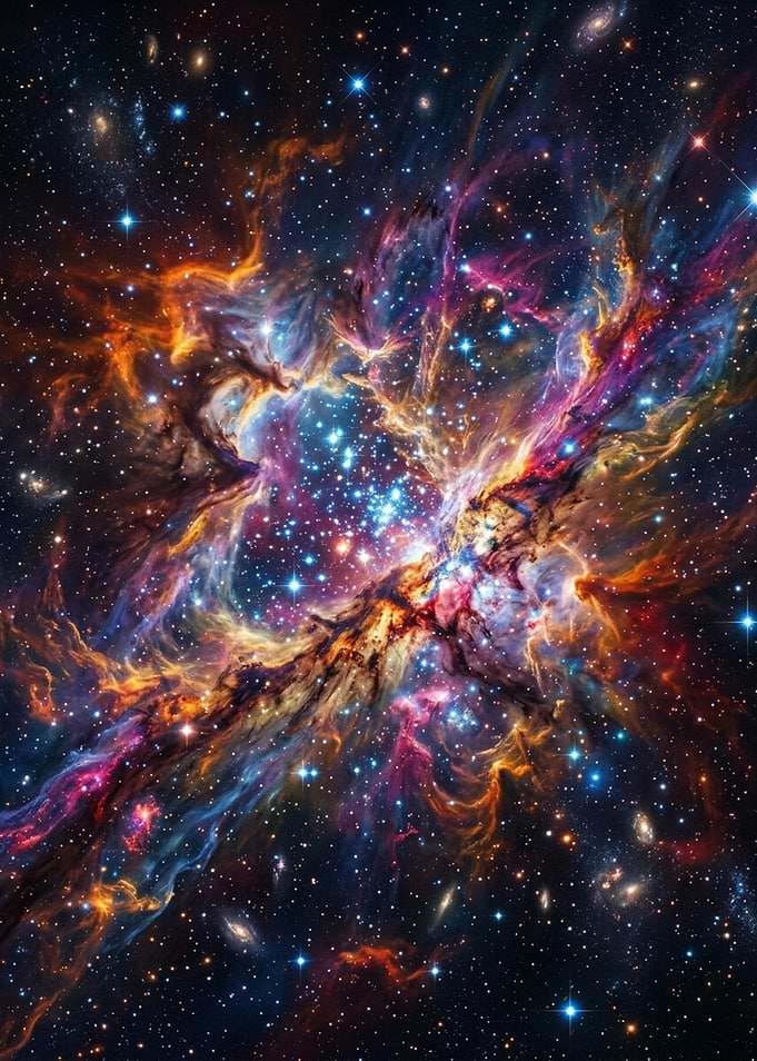 Vibrant Colorful Deep Space Nebula