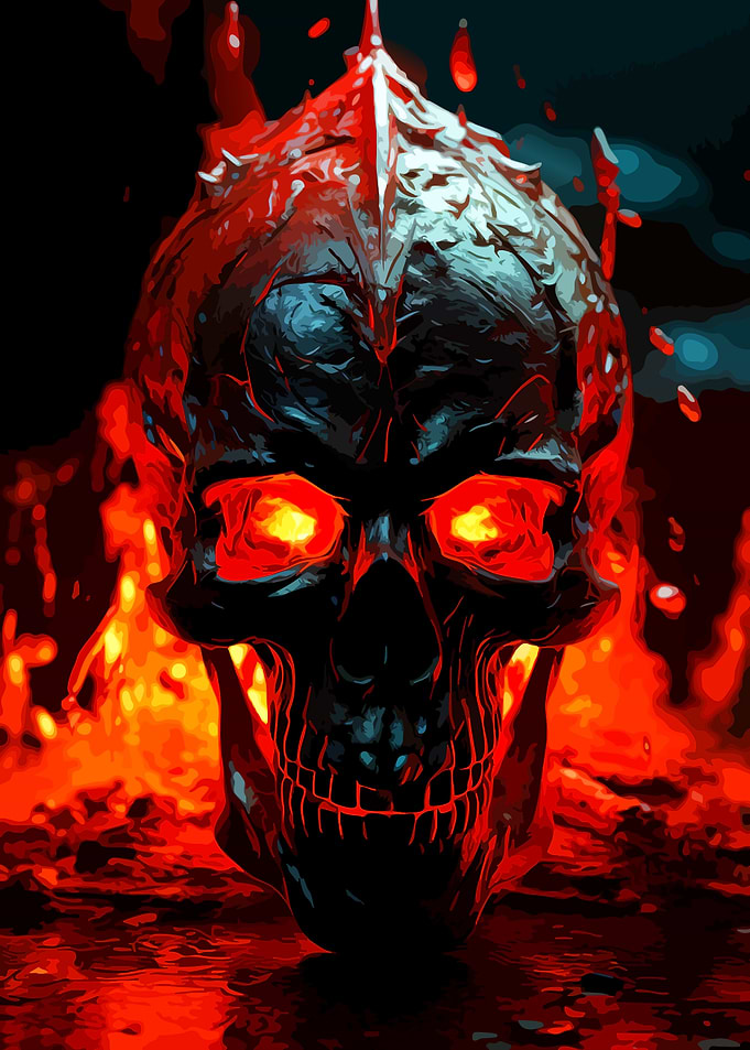 Fiery Glowing Skull