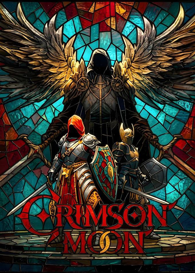 Crimson Moon Fantasy Stained Glass Art