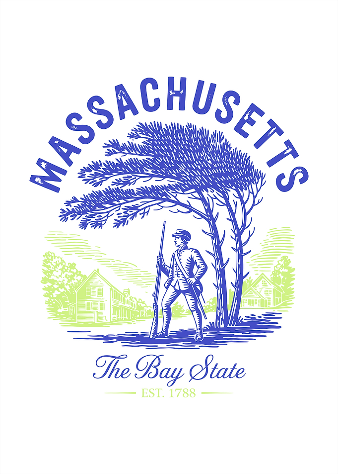 Massachusetts The Bay State Vintage Illustration