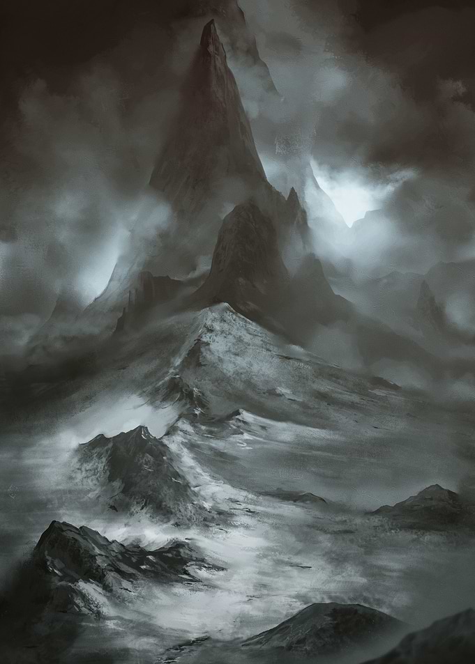 Dark Ethereal Mountain Peaks