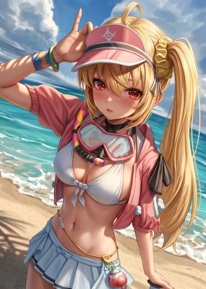 Anime Girl in Beach Swimwear