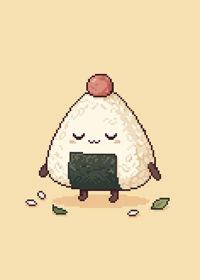 Cute Pixel Art Onigiri Character