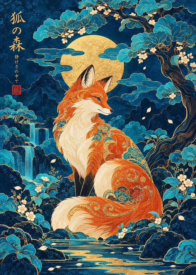 Majestic Fox in Japanese Forest