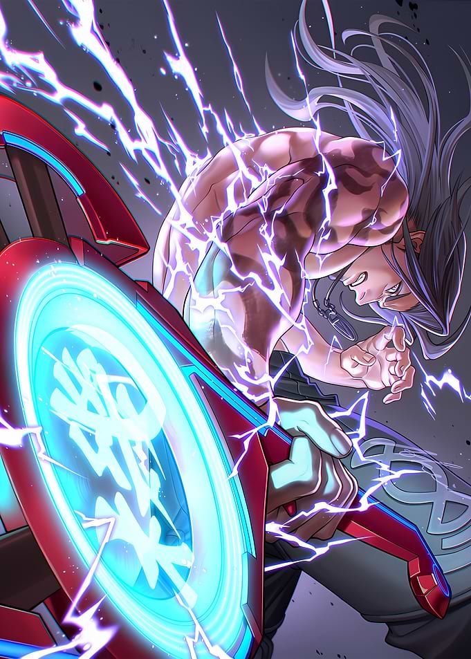 Anime Warrior Wielding Electric Blade