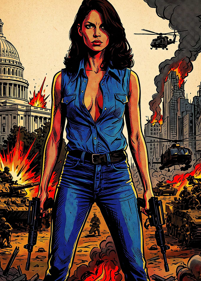 Action Heroine Retro Comic Poster
