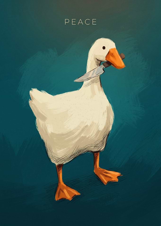 Peace Goose With Knife Meme Painterly Illustration
