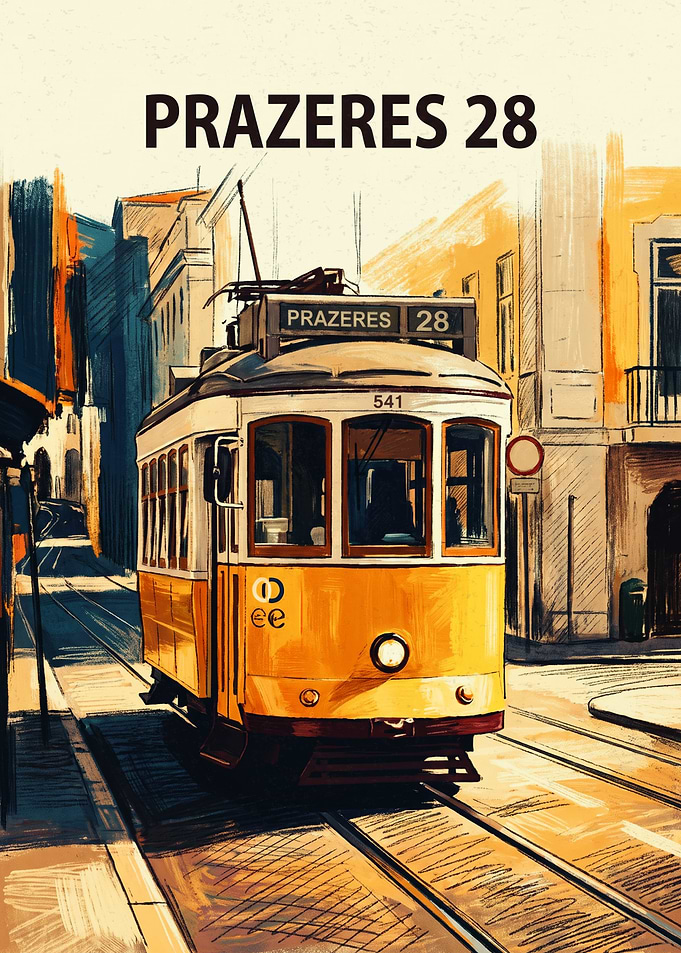 Lisbon Tram 28 Portugal Travel Vintage Poster
