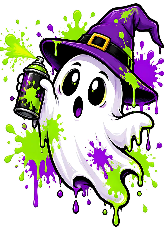 Cute Ghost Witch Spray Painting