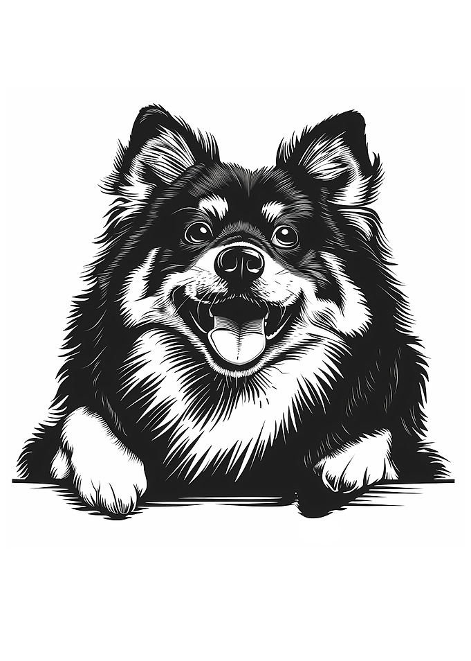 Black and White Finnish Lapphund Portrait