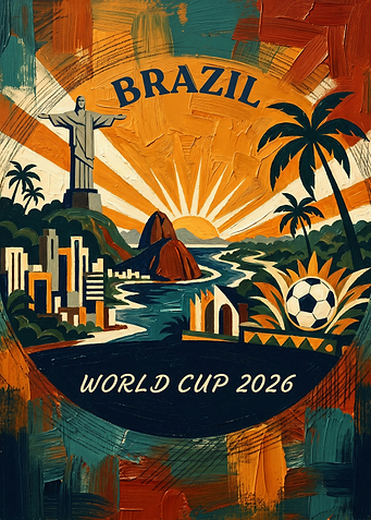 Brazil World Cup 2026 Soccer Vintage Oil Painting