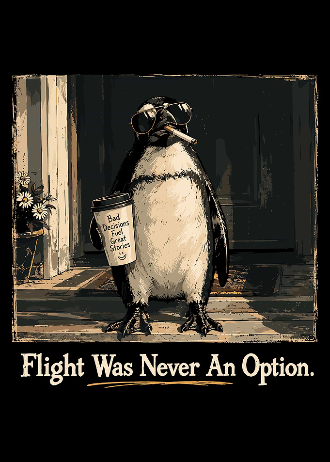 Cool Penguin With Coffee Quote