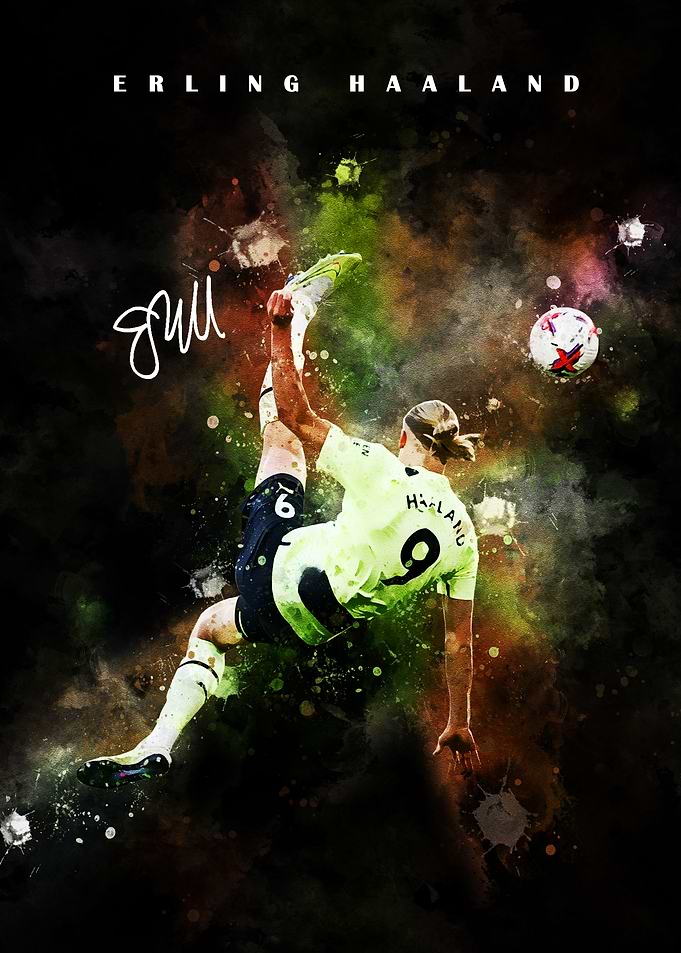Erling Haaland Bicycle Kick Poster