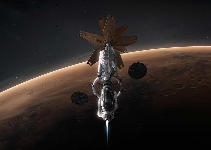 Spaceship Orbiting Mars