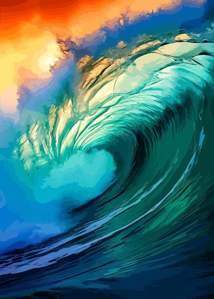 Vibrant Crashing Ocean Wave