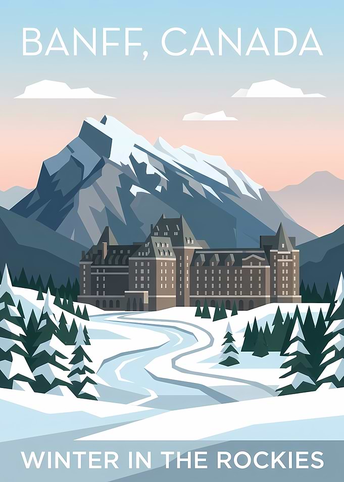 Banff Winter Travel Poster
