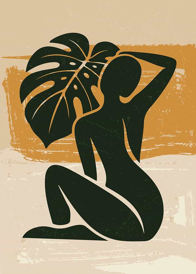 Minimalist Silhouette with Matisse Monstera Leaf