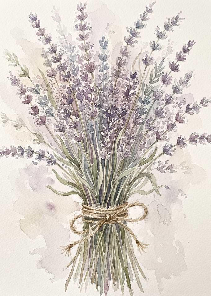 Watercolor Lavender Bouquet Illustration