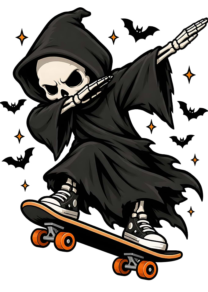 Dabbing Grim Reaper on Skateboard