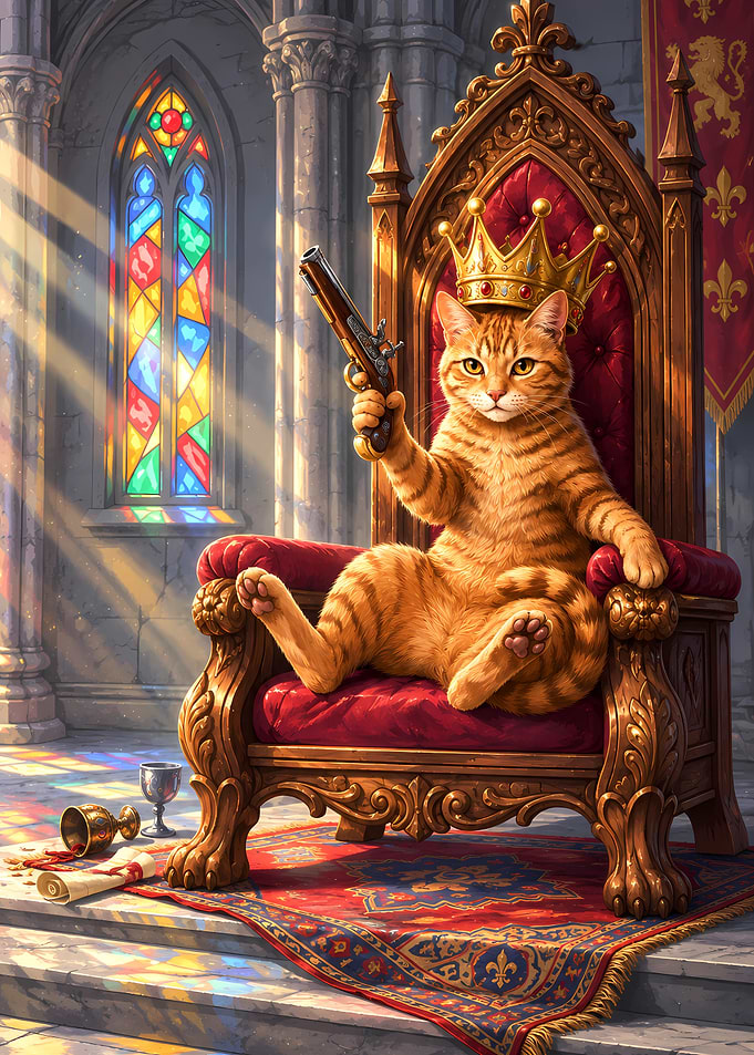 Royal Ginger Cat King with Pistol