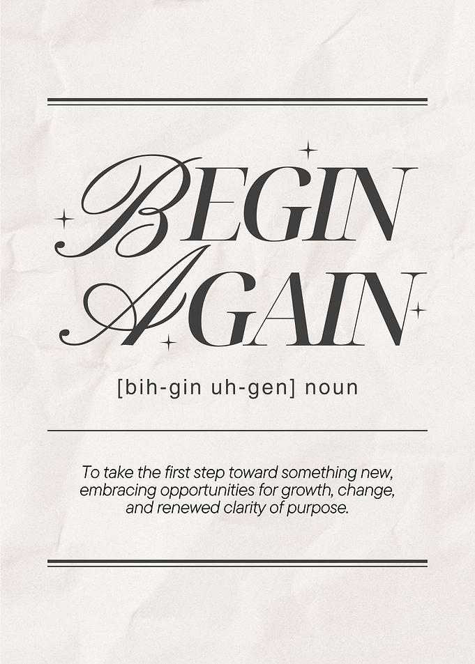 Begin Again Inspirational Definition Poster