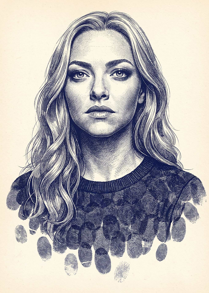 Amanda Seyfried Fingerprint Portrait Illustration