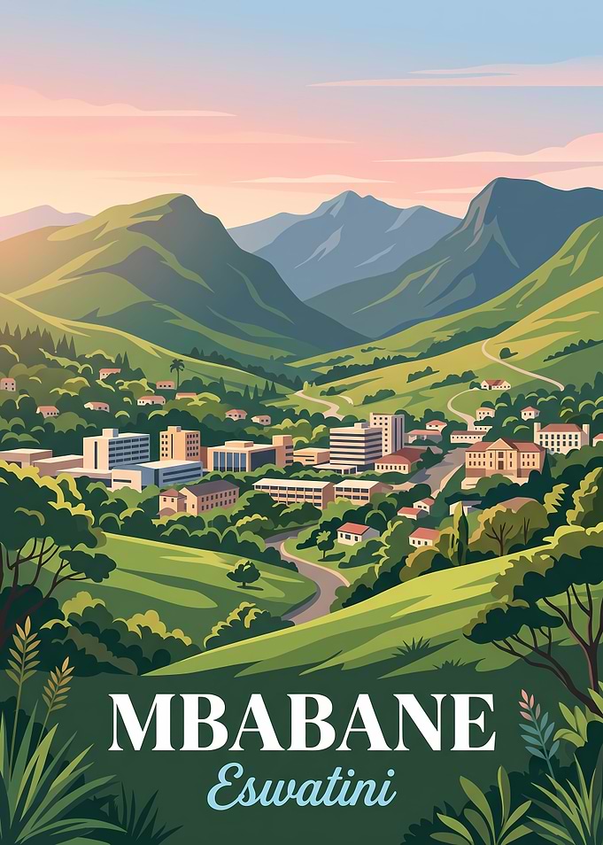 Mbabane Eswatini Travel Poster