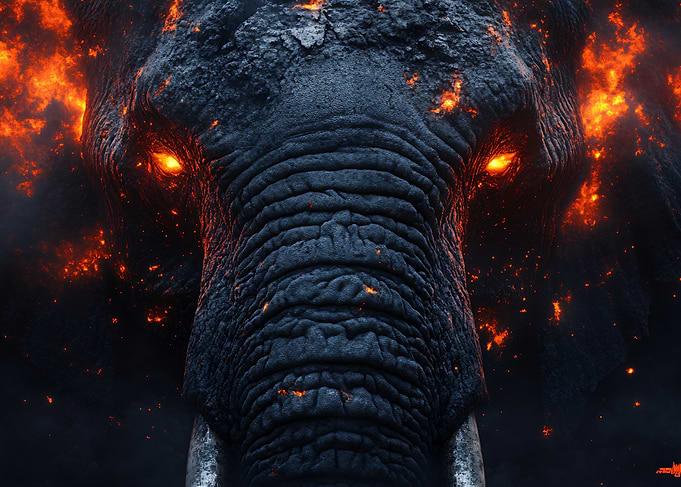 Fiery Demon Elephant Portrait
