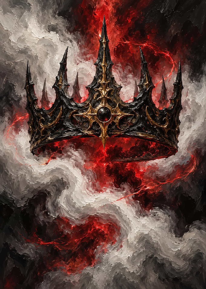 Dark Fantasy Crown in Red Smoke