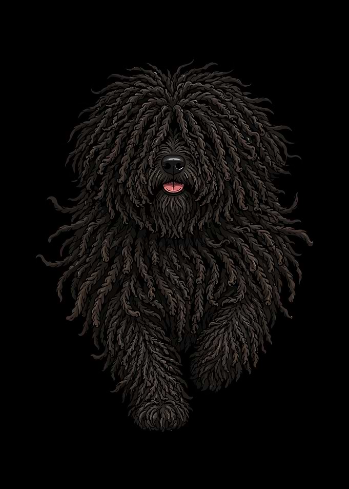Black Puli Dog Portrait