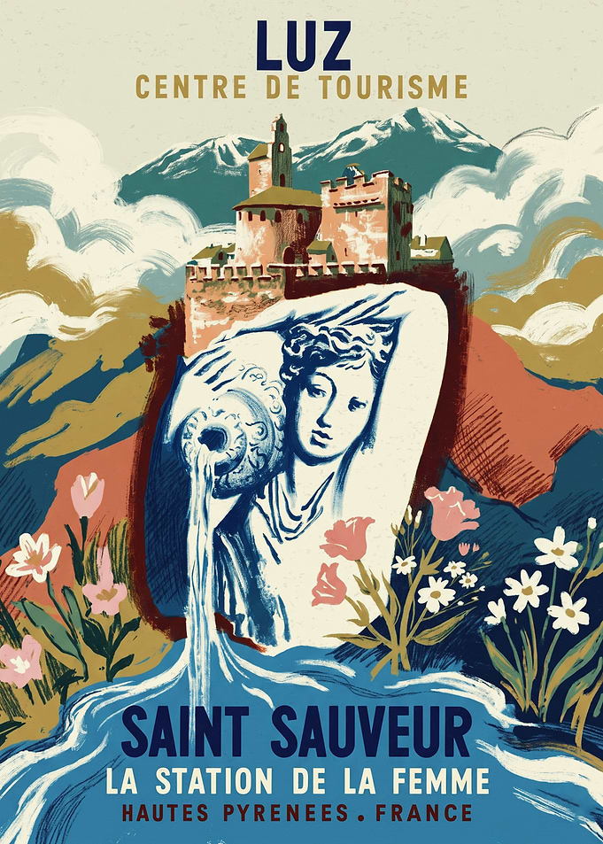 Luz Saint Sauveur Vintage Travel Retro Poster
