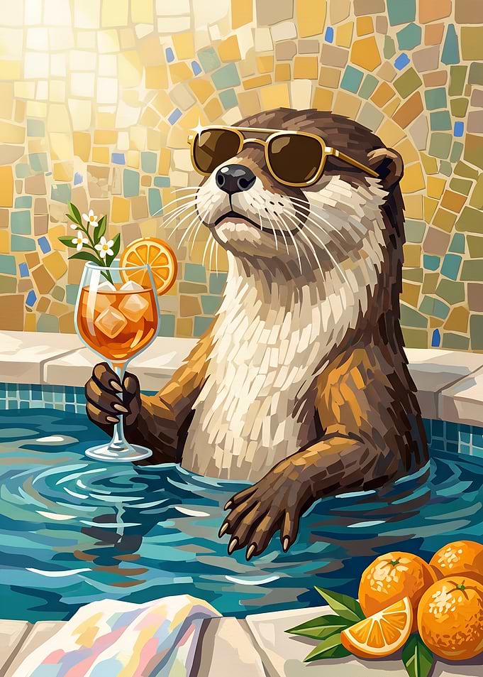 Cool Otter Relaxing in Pool
