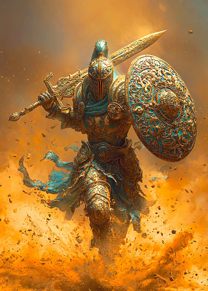 Golden Knight in Battle