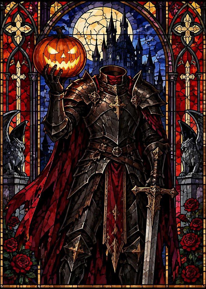 Headless Knight Stained Glass Art