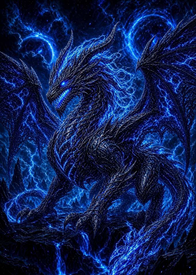 Electric Blue Lightning Dragon